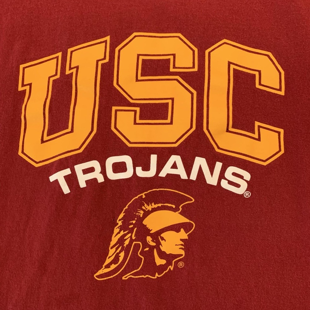 USC Trojans Shirt Mens Large Red NCAA Football Graphic Tee Russell Athletic